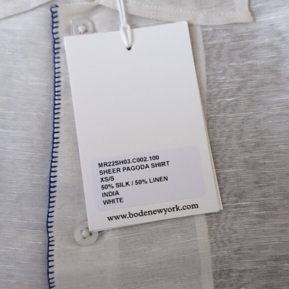 Bode NWT Sheer Pagoda Shirt Silk Linen Men's XS/S - Picture 10 of 11